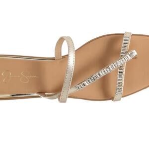 💚SALE NWT Jessica Simpson size 5.5 Nymie Gold Leather Strappy Rhinestone Sandals